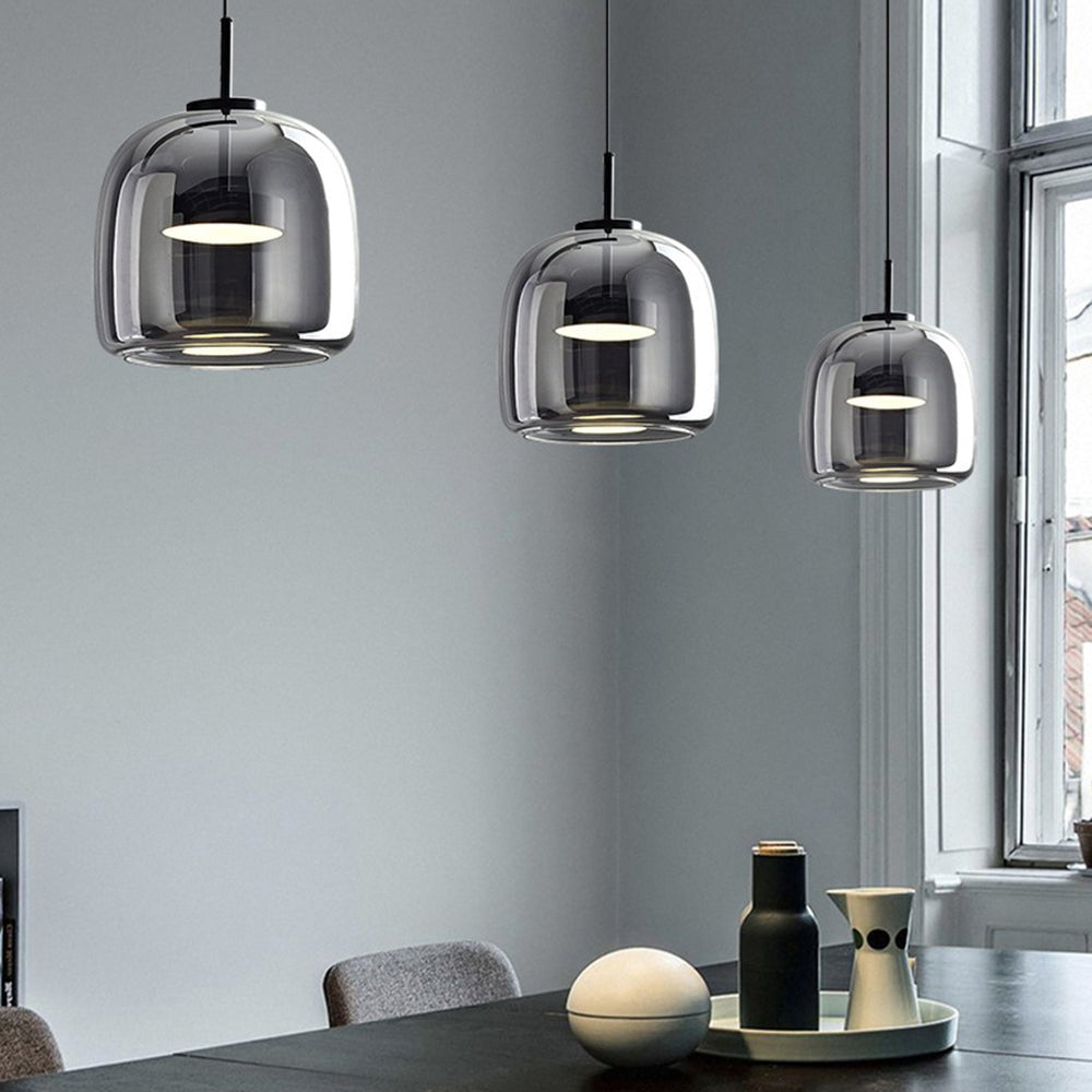 AmberGlow - Retro LED Pendant Ceiling Lights with Gold Metal and Glass