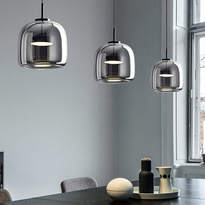 AmberGlow - Retro LED Pendant Ceiling Lights with Gold Metal and Glass