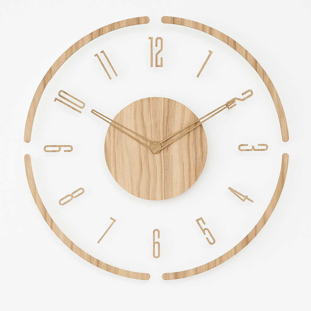 Nordic Wooden Wall Clock – Minimalist Silent Quartz Design