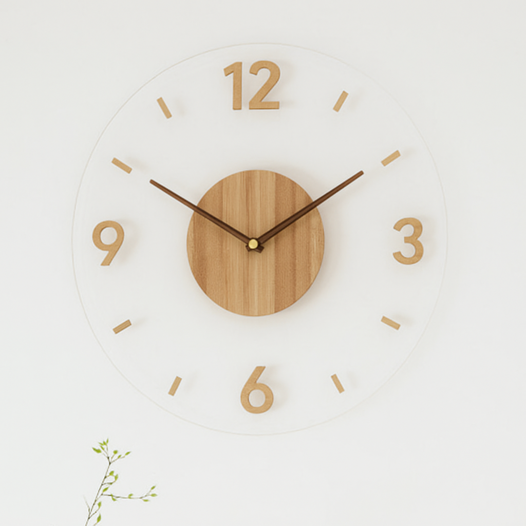 Nordic Wooden Wall Clock – Minimalist Silent Quartz Design