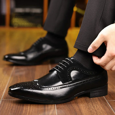 Formal Oxford Dress Shoes for Men - Gloss Look & Wingtip Details