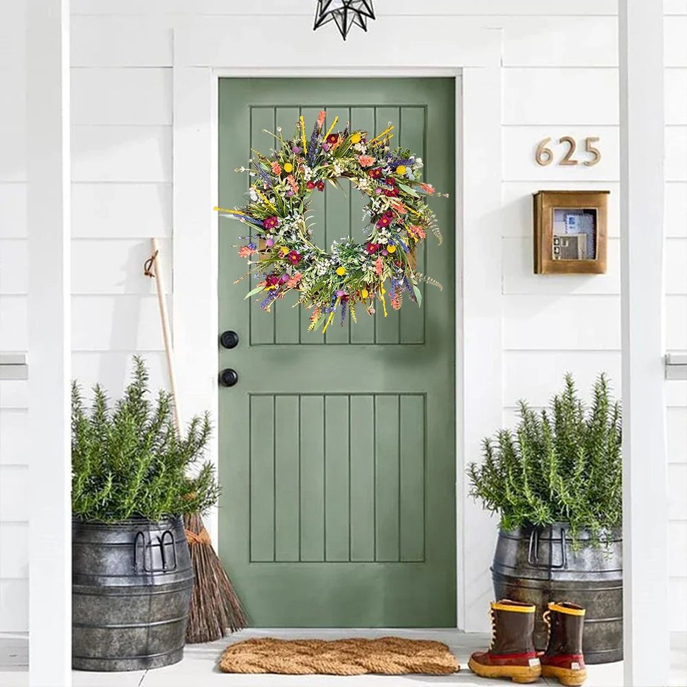 Vibrant Bloom Door Wreath | Handmade Floral Decor