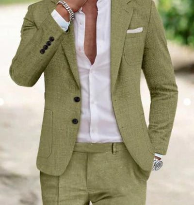 Men's stylish slim-fit linen suit for formal occasions