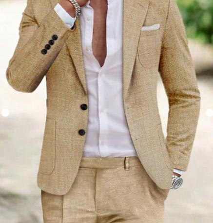 Men's stylish slim-fit linen suit for formal occasions