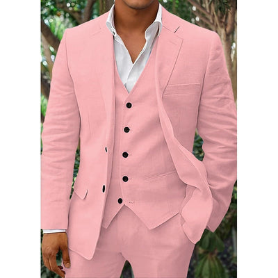 Three-piece linen set for men: blazer, vest, and trousers | Lightweight, breathable & stylish