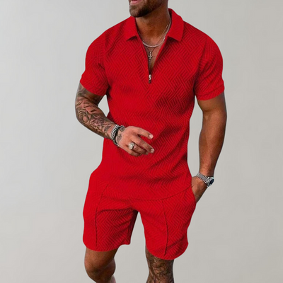 Hugo summer set for men | Fashionable polo shirt with comfortable shorts