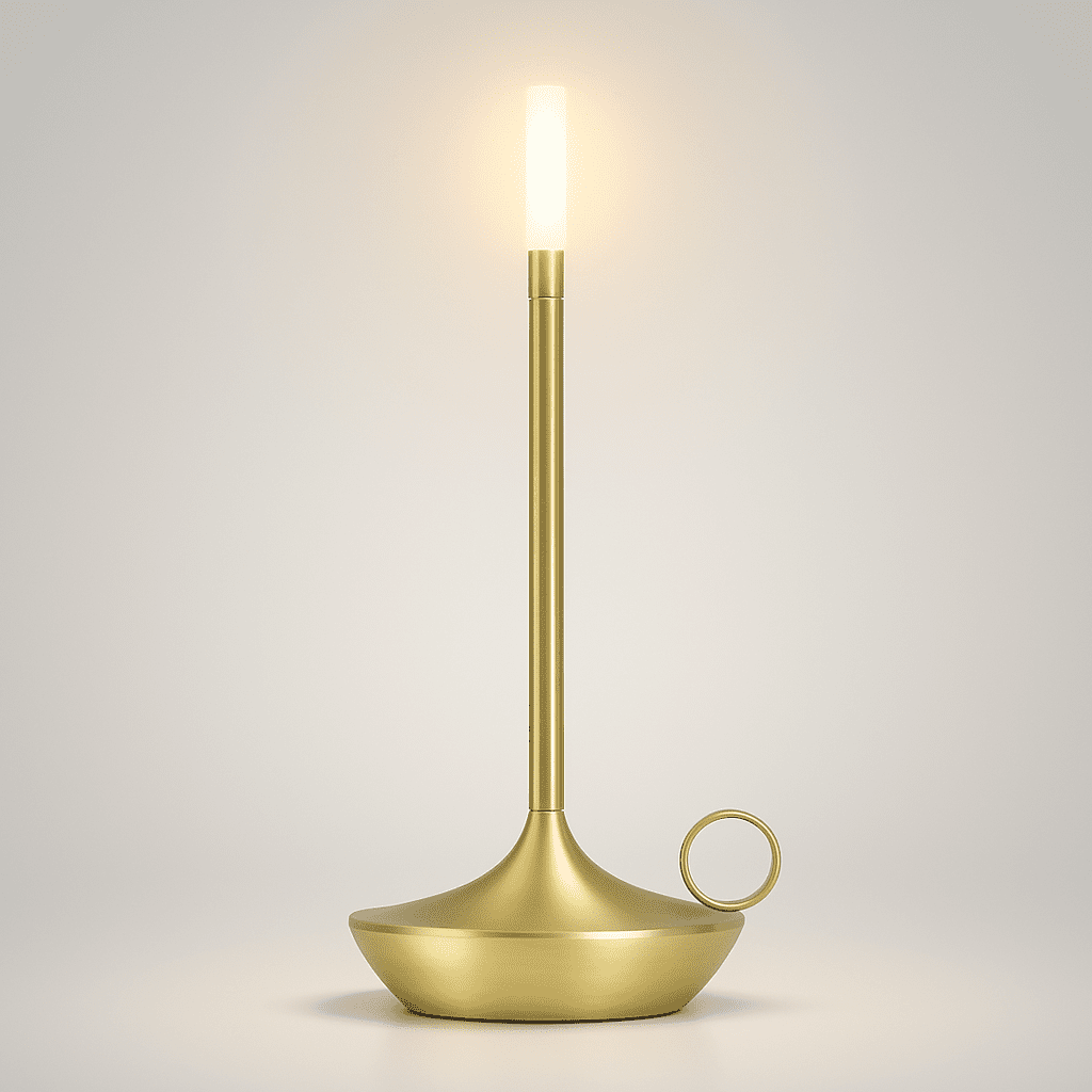 Table Lamp Brass Finish LED Rechargeable Light