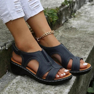 Premium Leather Wedge Sandals