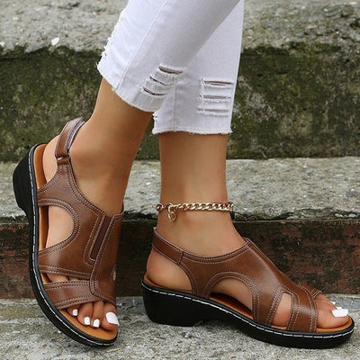 Premium Leather Wedge Sandals