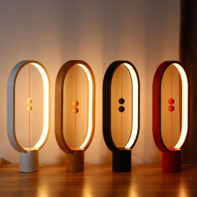 Wood Table Lamp with Magnetic Switch Light