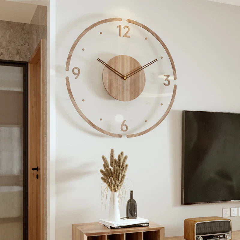 Nordic Wooden Wall Clock – Minimalist Silent Quartz Design