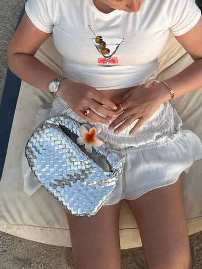 Handbag Vegan Leather Woven Shoulder Bag